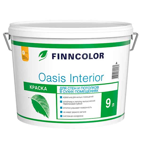 картинка ФИННКОЛОР краска OASIS INTERIOR A д/стен и потолков  9 л от магазина Элемент