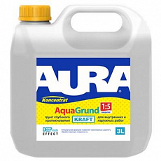 AURA грунт глубокого проникновения AQUA GRUND Kraft 1:5 для вн. и нар. работ, 3 л (4шт/уп)