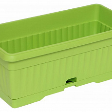 Ящик балконный 40*16 см с поддоном зеленый киви/пластик