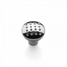 Ручка-кнопка круглая с перфорацией хром (с крепежом) арт.9878