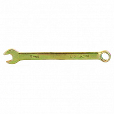 Ключ гаечный комбинированный, 9 мм, желтый цинк, Сибртех